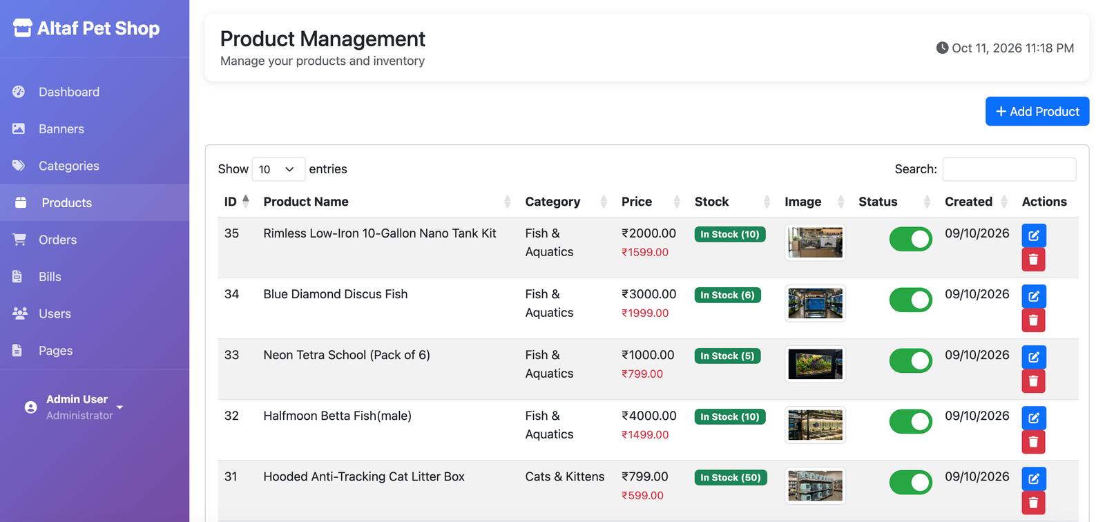 Altaf Pet Shop Admin - Slide 2